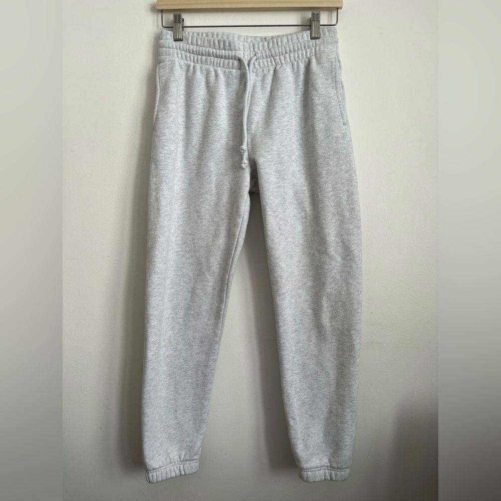 Aritzia TNA Cozy Perfect Fleece Light Gray Elastic Sweatpant Joggers Small